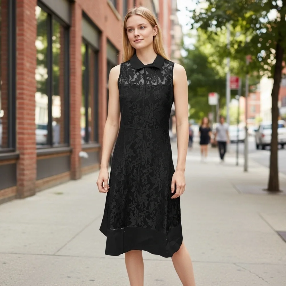 AMT Black Lace Crochet Sleeveless Dress
New - Picture 2 of 8